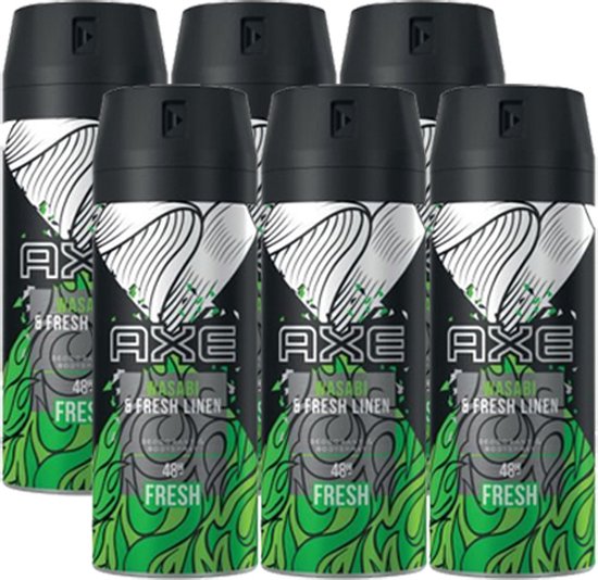 Axe Deodorant Wasabi & Fresh Linen 6 x 150ml - VOORDEELVERPAKKING | bol.com