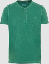 Organic Cotton Short Sleeve T-Shirt With Henley Collar Jungle Green