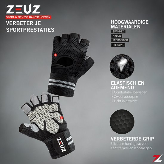 ZEUZ® Sport & Fitness Handschoenen Heren & Dames – Krachttraining –  Crossfit – Grijs &... | bol.com