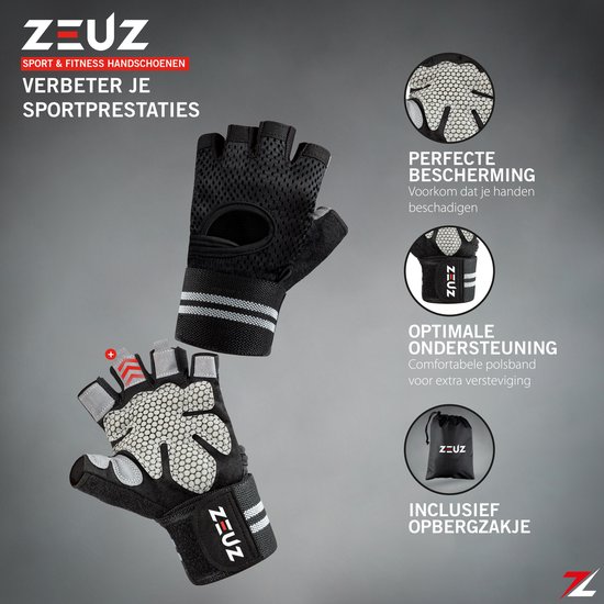 ZEUZ® Sport & Fitness Handschoenen Heren & Dames – Krachttraining – Crossfit  – Grijs &... | bol.com