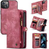 Caseme Geschikt voor Apple iPhone 13 Vintage Portemonnee Hoesje - Rood