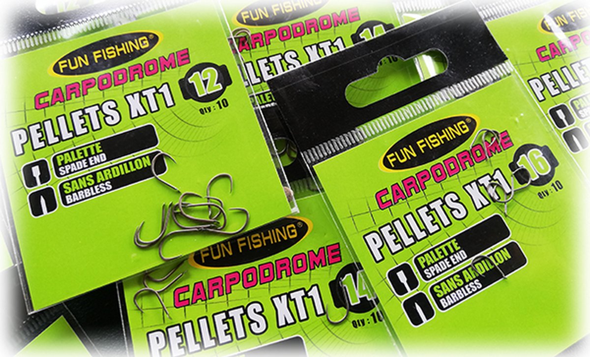 Fun Fishing Haak Pellets XT1 Palette (Spade End) Zonder Weerhaak (10 pcs) - Maat : 14