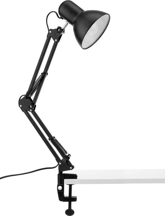 Bureaulamp Leeslamp Tafellamp met schroefklem - E27 fitting - zwart |  bol.com