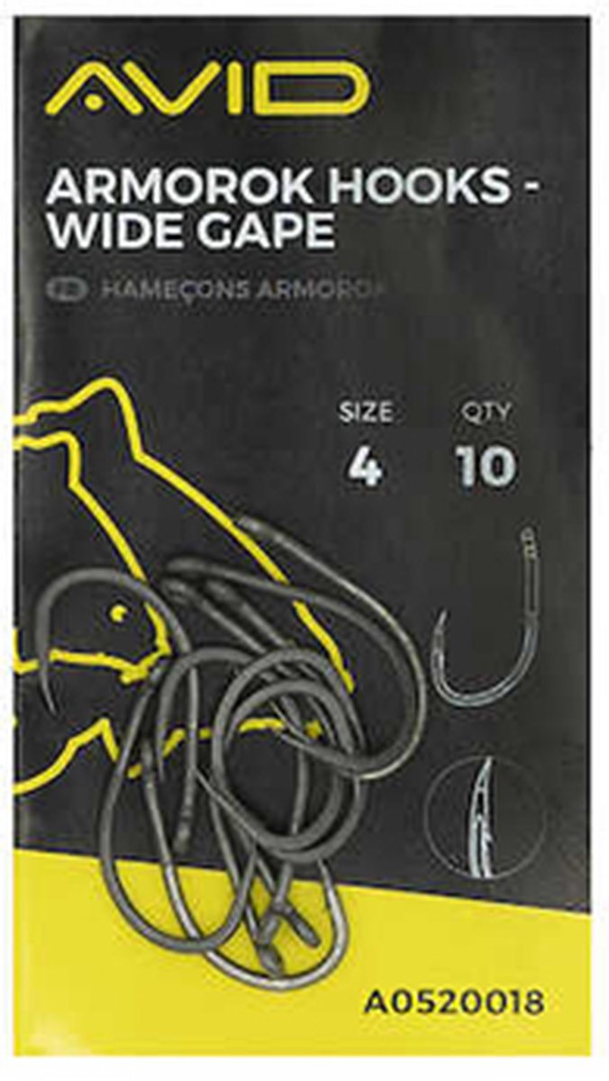 Avid Carp Armorok Hooks - Wide Gape (10 pcs) - Maat : size 8