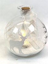 Mansion atmosphere - Kerstbal met LED-verlichting - Wit Hert en sneeuw - 10 cm