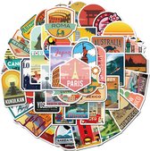 Vakantie Stickers | Reizen en Landen | Outdoors - 50 stickers voor laptop, auto, busje, journal, muur etc.