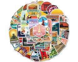 Vakantie Stickers | Reizen en Landen | Outdoors - 50 stickers voor laptop, auto, busje, journal, muur etc.