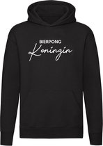 Bier Pong Koningin | Unisex | Trui | Sweater | Hoodie | Capuchon | Zwart | Drankspel | Feest | Kampioen | Beer Pong Queen | Sport