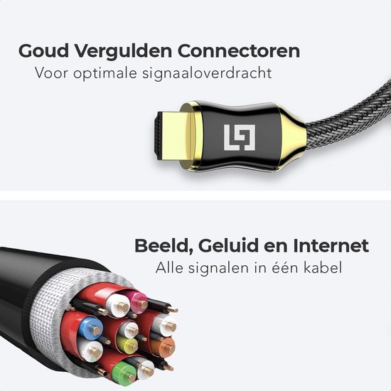 LifeGoods HDMI Kabel 2.0 Gold Plated - High Speed Cable - 18GBPS - Full HD  1080p - 3D... | bol.com