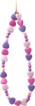 SBS Beaded smartphone charm strap, purple hearts