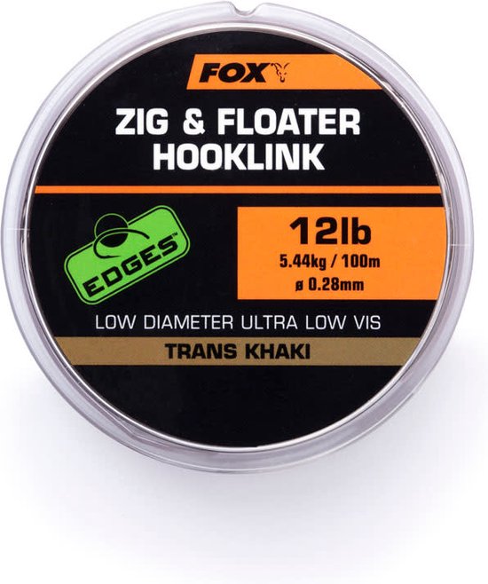 Fox Edges Zig and Floater Hooklink - Trans Khaki - 0.30mm - 15lb - Khaki van Fox — afbeelding 3