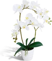 Kunstplant – kunstbloem - orchidee wit - voor binnen – in pot - 60 cm
