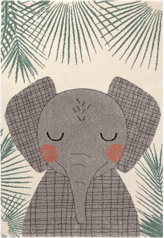 Nattiot - Junko Elephant Vloerkleed Voor Kinderkamer - Tapijt 120 x 170 cm