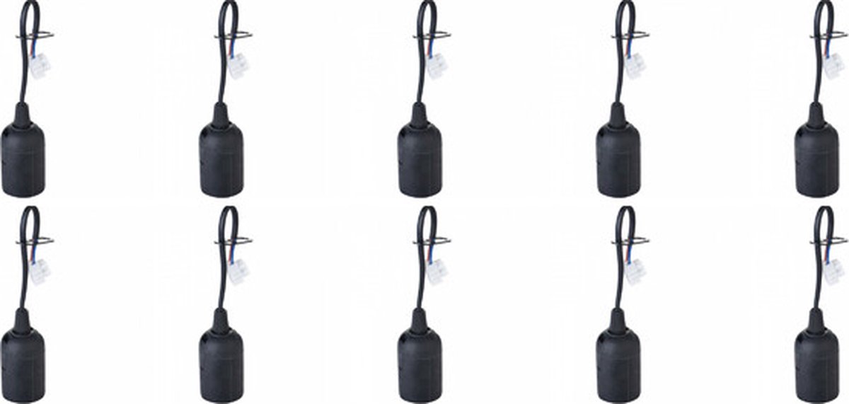 Verhuisfitting 10 Stuks - E27 Fitting/Houder - Kunststof Zwart 15cm Draad - BSE