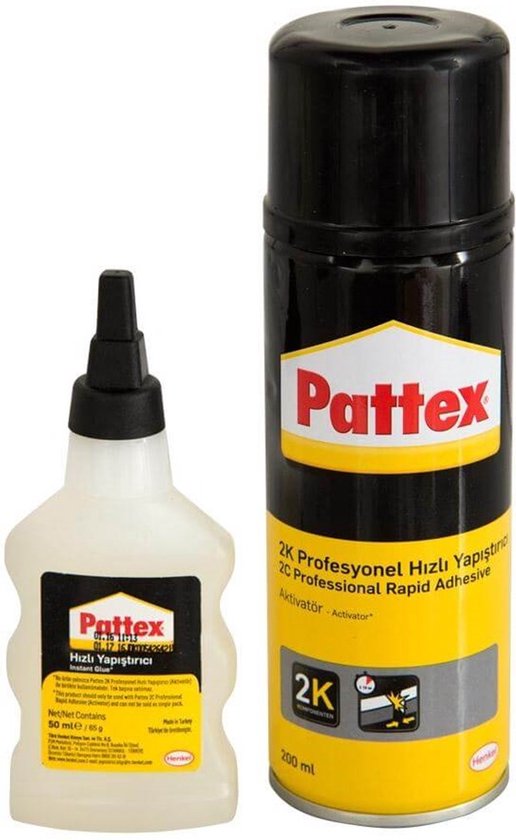 Pattex 2-componenten secondelijm 50ml lijm+200ml activator spray |