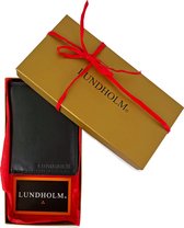 Lundholm cadeaupakket mannen portefeuille - leren portemonnee heren zwart - cadeau set in geschenkverpakking - cadeau voor man mannen cadeautjes