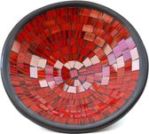 Floz Design schaal - fruitschaal - mozaiekschaal - glasmozaiek en aardewerk - 25 cm - rood
