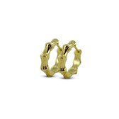 Silventi 9SIL-21582 Zilveren Oorringen - Dames - 14,4 x 3,7 mm - Bamboe - Scharnier - Zilver - Gold Plated (Verguld/Goud op Zilver)