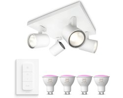 Philips Hue Runner Opbouwspot (Wit) - Wit en Gekleurd Licht - Plafondspot met 4 Lichtpunten - GU10 - Hue White and Color Ambiance