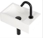 Plieger Houston & Lupo 2.0 Fonteinset – 37 x 23 x 11 cm – Complete set – Wasbak keramiek wit – Toiletkraan zwart rechts