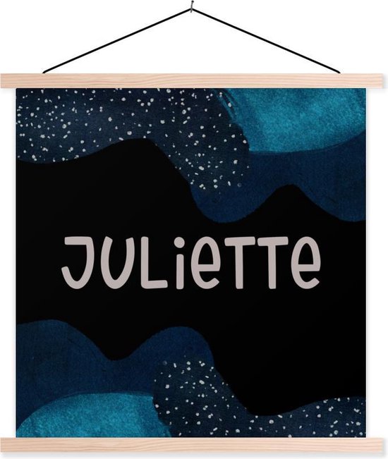 Posterhanger incl. Poster – Schoolplaat – Juliette – Pastel – Meisje – 90×90 cm – Blanke latten