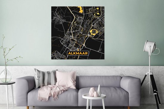 Décoration murale Métal - Peinture Aluminium Industriel - Plan - Alkmaar - Or - Zwart - 90x90 cm - Dibond - Photo sur aluminium - Décoration murale industrielle - Pour le salon/chambre