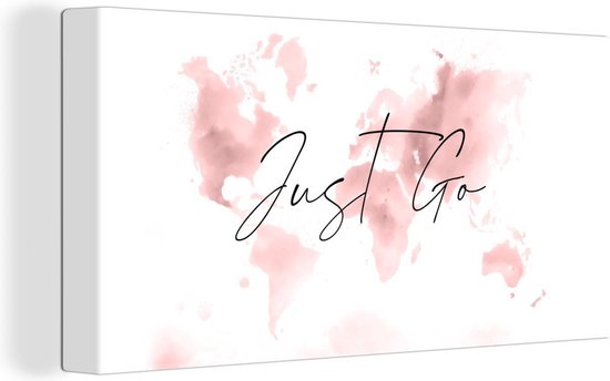 Décoration murale Carte du Wereldkaart - Proverbes - Pastel - Toile - 80x40 cm