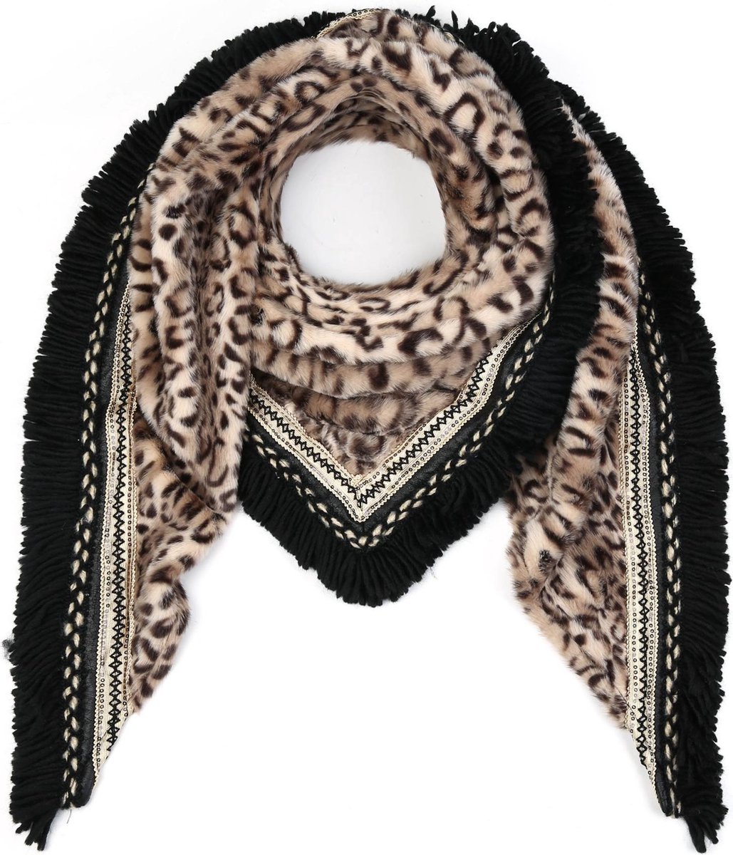 Dames Winter Trendy Omslagdoek Vachtsjaal Cheetah Goldina