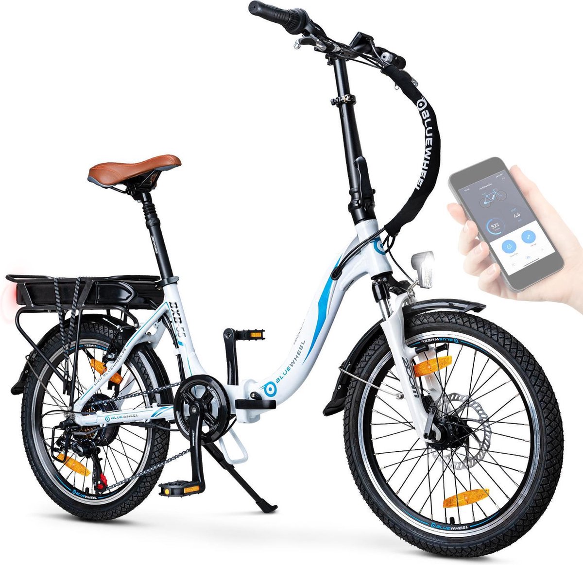 Bluewheel BXB55 e-bike elektrische fiets vouwfiets 7 Shimano versnellingen citybike wit