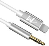 Apple Lightning naar Headphone Jack Audio Aux Kabel - Lightning naar Aux Auto Kabel - 3.5 mm - 1 Meter - Zilver - Wilsem®