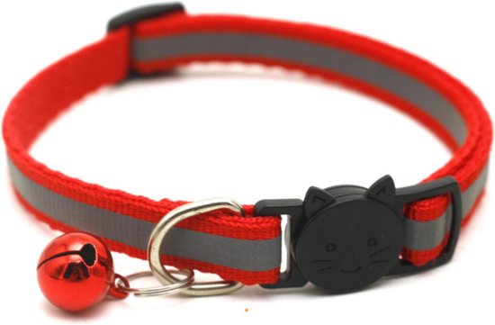 Kattenhalsband met veiligheidssluiting en belletje - Reflecterend - Verstelbaar - 19 / 32 cm - Halsband kat - Kattenbandje - Cat - Kitten - Katten halsband - Rood - Merkloos