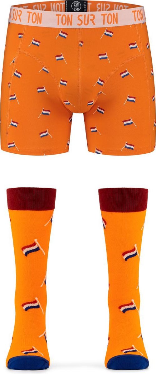 Ton Sur Ton - Willem - EK Voetbal 2024 - Oranje Shirt - Nederlands Elftal Voetbal Shirt - Oranje - Oranje Versiering - EK Voetbal - Matchende sokken en boxershort - M/41-46
