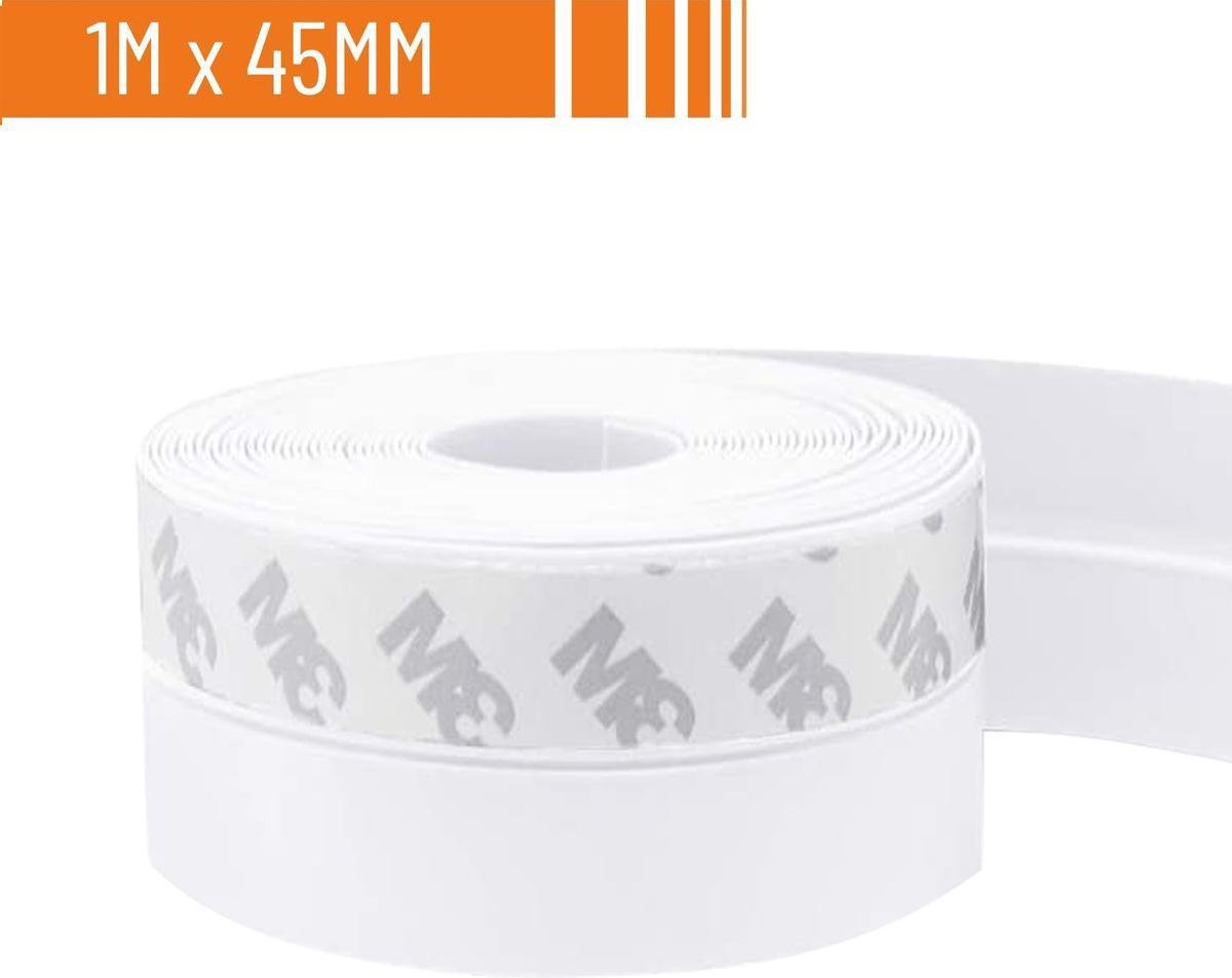 Simple Fix Tochtstrip - 45mm x 1 Meter - Tochtstrips voor Deuren - Tochtstopper - Tochtrol - Tochtband - Hoogwaardig Silicone - Zelfklevend en Isolerend - Wit