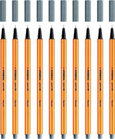 STABILO point 88 - Premium Fineliner - Fine 0,4 mm – Donker Grijs – Doos 10 stuks