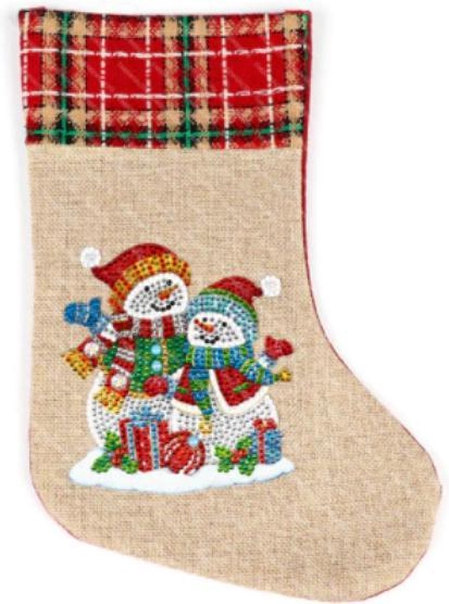 Diamond Painting Kerst Sok 01 (Sneeuwpoppen/30cm)