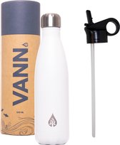 Bouteille d'eau avec paille et bec verseur bouteille de sport 500ml - Bouteille d'eau - VANN bouteille thermos  - Blanc