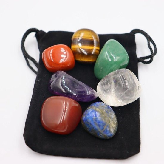 Chakra stenen - Healing Stones - Reiki - Buddha - Yoga - Natuursteen - Mineralen -  7 Chakra's - incl. Fluwelen buidel