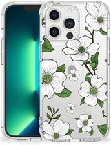 Silicone Back Case iPhone 13 Pro Max Telefoonhoesje  met doorzichtige rand Dogwood Flowers