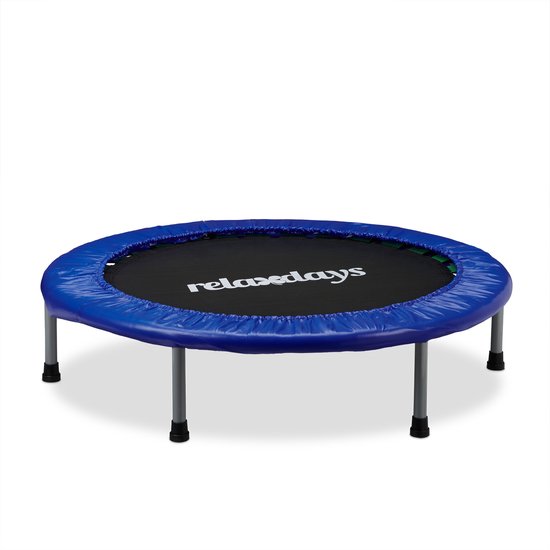 trampoline kinderen - 22 x 96 x 96 cm - opvouwbaar - indoor - tot 45 kg - blauw-zwart