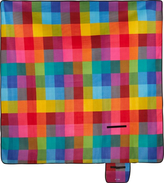 Relaxdays picknickkleed XXL, met ruitjes, 200 x 200 cm, fleece