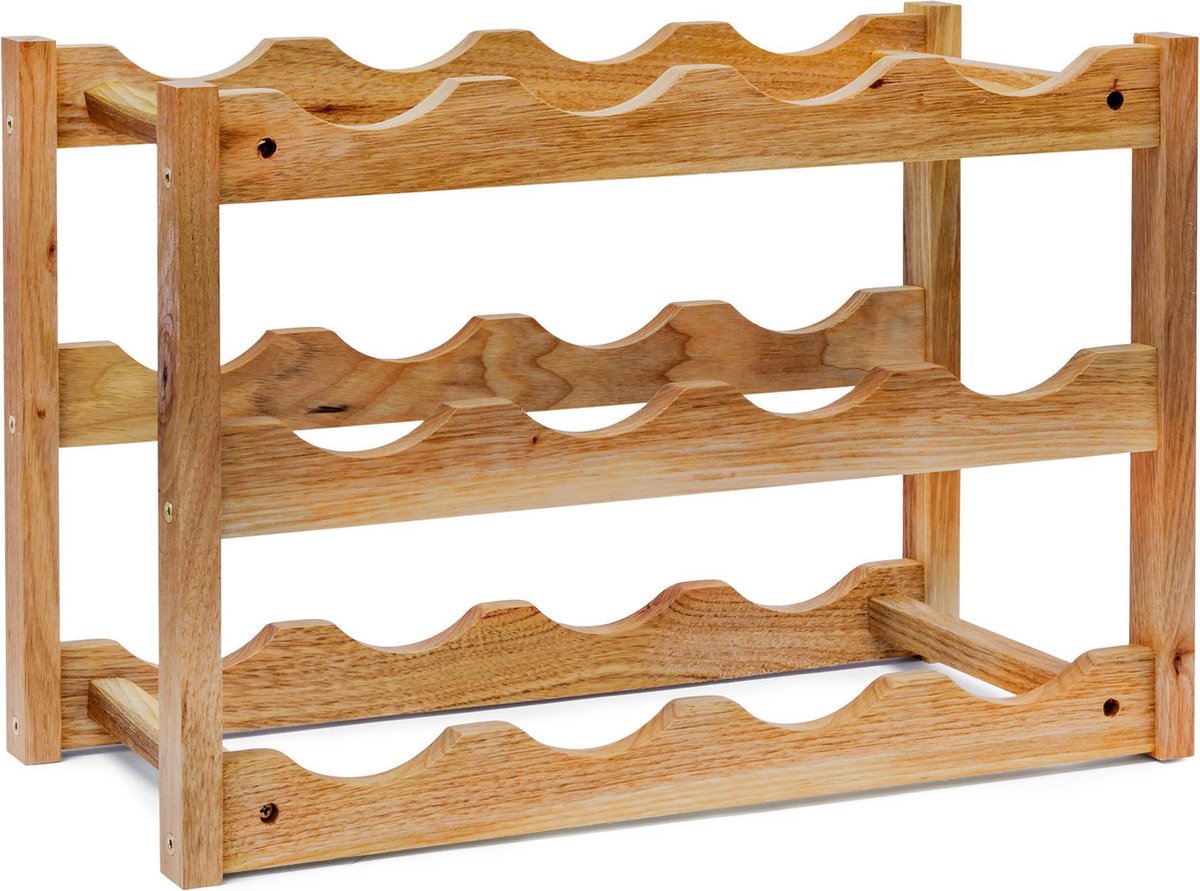 Wijnrek - 28 cm breed - Walnoot hout - 12 flessen — cadeau in Wonen & Interieur - foto 2