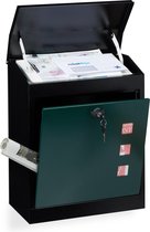Bol.com brievenbus muur - staal - met slot - 53 x 435 x 26 cm - groot - zwart-groen aanbieding