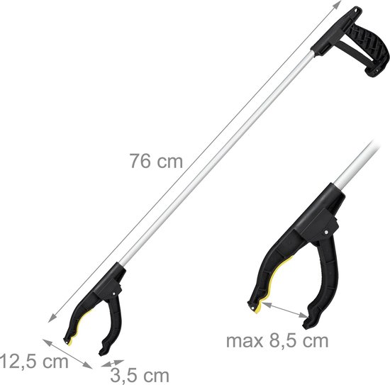 Relaxdays 2x grijper - grijpstok - afvalgrijper - grijphulp - grijparm - 76 cm - aluminium van Relaxdays — afbeelding 5
