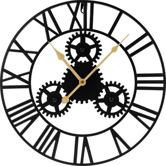 Horloge murale industrielle classique en métal - 40 cm - vintage - noir –  or | bol.com