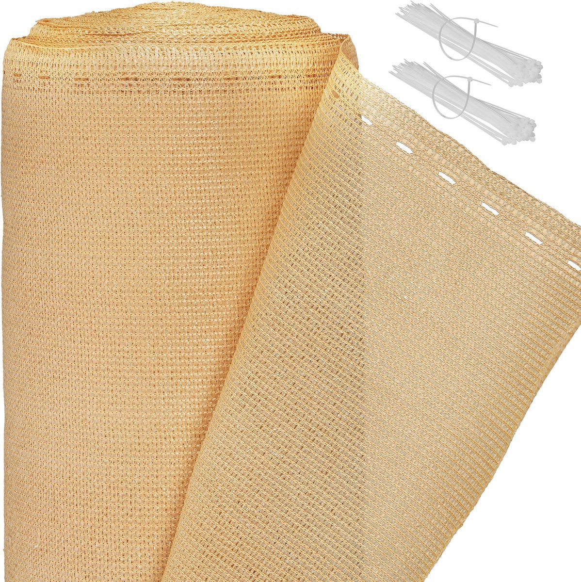 Relaxdays zichtbreeknet 150 cm hoog - zichtdoek - privacydoek - tuindoek - beige - 1,5 x 50 meter