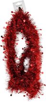 Kerstslinger - sterren - kerst - rood - 270 cm - Guirlande folie lamett
