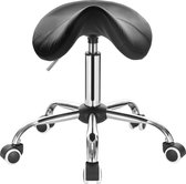 Kamyra® Zadelkruk - Kapperskruk op Wielen - Ergonomisch Kruk - Bureaustoel - Verstelbare Tabouret - Zwart, 36 x 34 cm