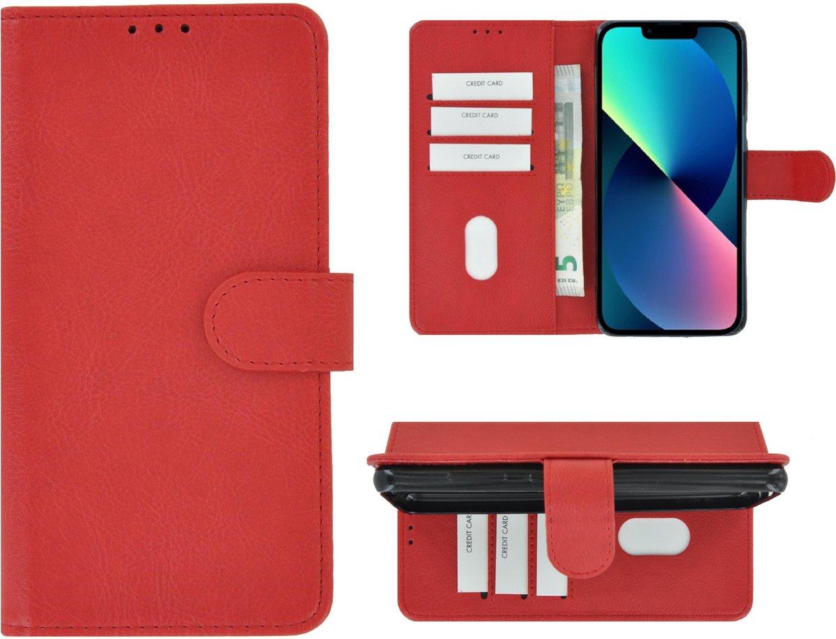 Hoesje Geschikt voor iPhone 13 Pro Max - iPhone 13 Pro Max Book Case Wallet Rood Cover
