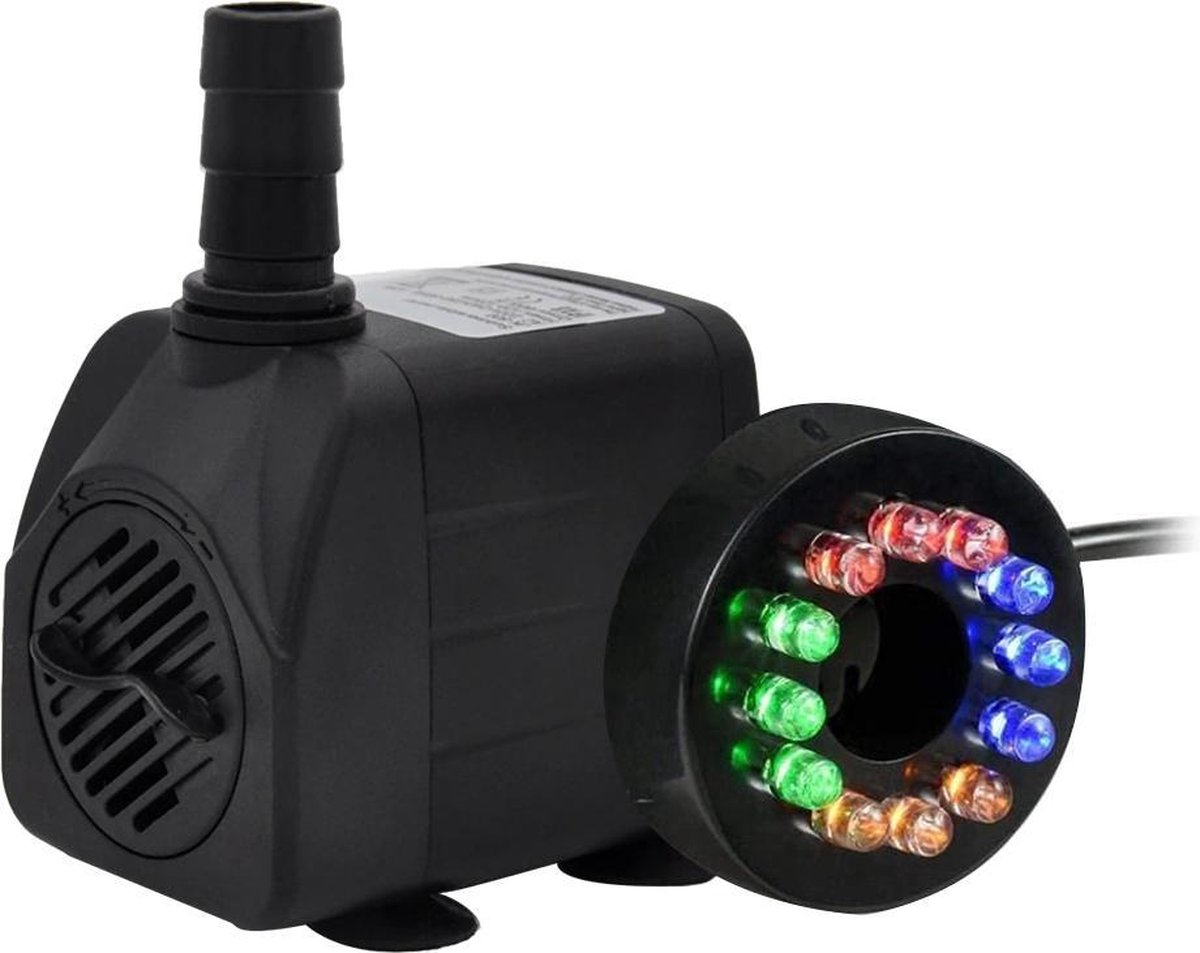 Dompelpomp 800 L/u NATPOW RGB Aquariumpomp Met LED - 800 L/u Waterpomp Met 3 Sproeikoppen Voor Vijver & Fontein Aquarium Pomp 800 L/u