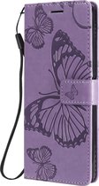 Sony Xperia 10 II Hoesje - Mobigear - Butterfly Serie - Kunstlederen Bookcase - Blauw - Hoesje Geschikt Voor Sony Xperia 10 II